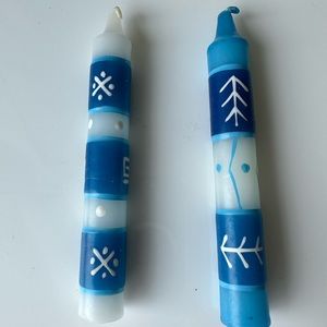 Set of 2 hand painted taper 6 in candles
